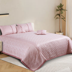 Malako Pink Jacquard King Size 5 Piece Bedspread Set