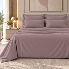 Malako Luxe: Vibrant Collection 550TC Mauve/Wine 100% Cotton Super King Size Bedding