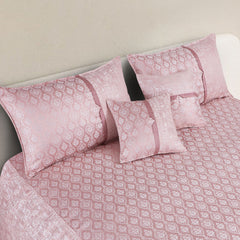 Malako Pink Jacquard King Size 5 Piece Bedspread Set