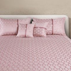 Malako Pink Jacquard King Size 5 Piece Bedspread Set