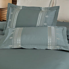 Malako Luxe Collection: 550 TC Olive Green Premium Embroidered Bedding