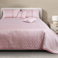 Malako Pink Jacquard King Size 5 Piece Bedspread Set