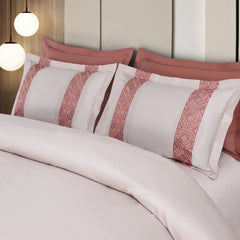 Malako Luxe Stitch & Dream: 550 TC Almond Beige & Cedar Premium Embroidered Bedding