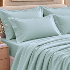 Malako Luxe: Vibrant Collection 550TC Mint Green 100% Cotton Super King Size Bedding