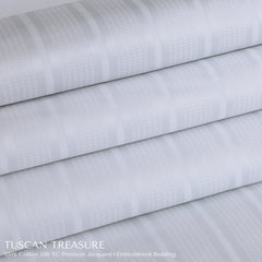 Malako Tuscan Treasure Striped Jacquard White 550 TC 100% Cotton Duvet Cover