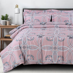 Malako Sion 100% Cotton Pink Abstract King Size Bedding