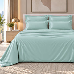 Malako Luxe: Vibrant Collection 550TC Mint Green 100% Cotton Super King Size Bedding