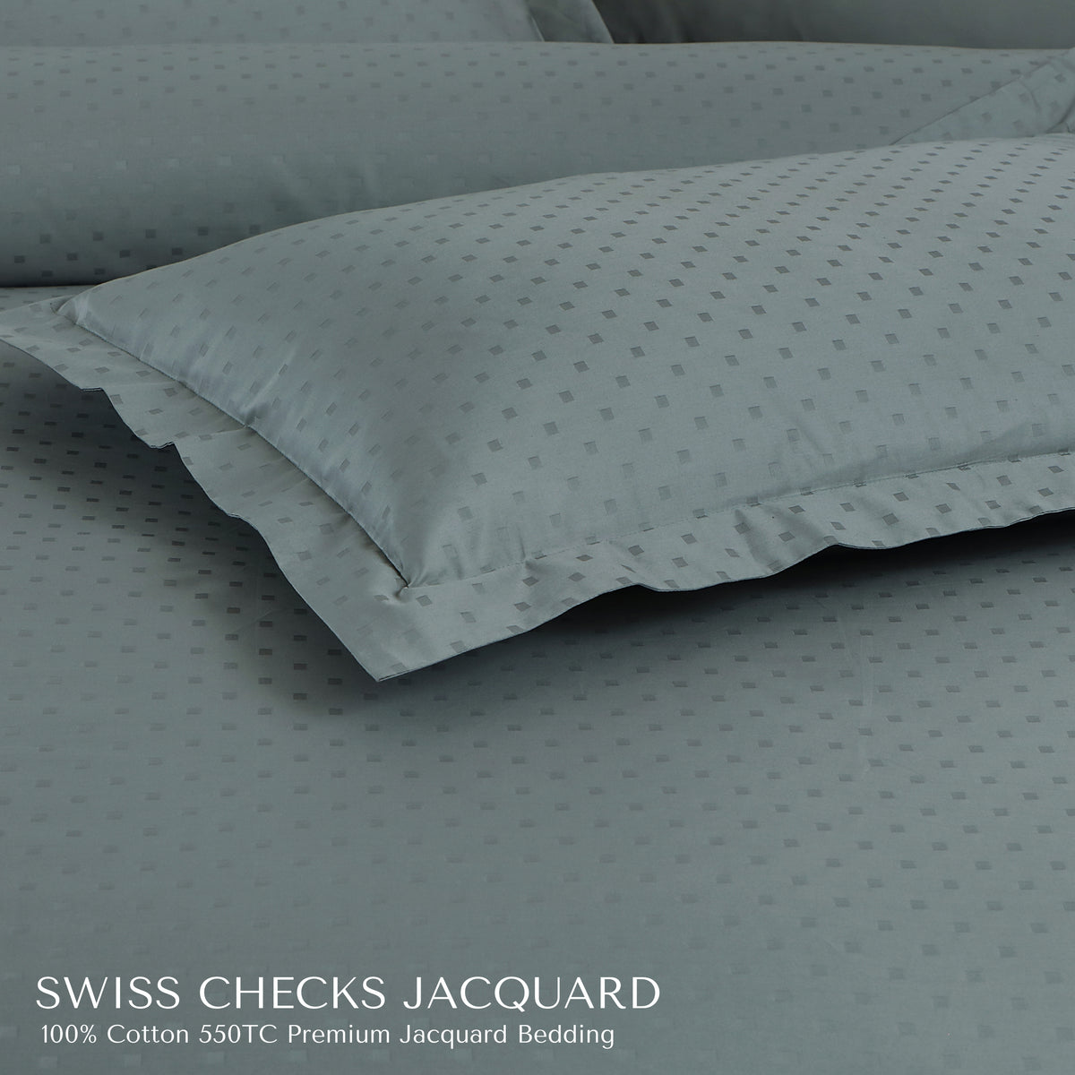 Malako Swiss Checks Jacquard 550 TC 100% Cotton King Size Bedding