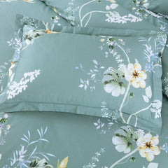 Malako Sion 100% Cotton Green Floral King Size Bedding