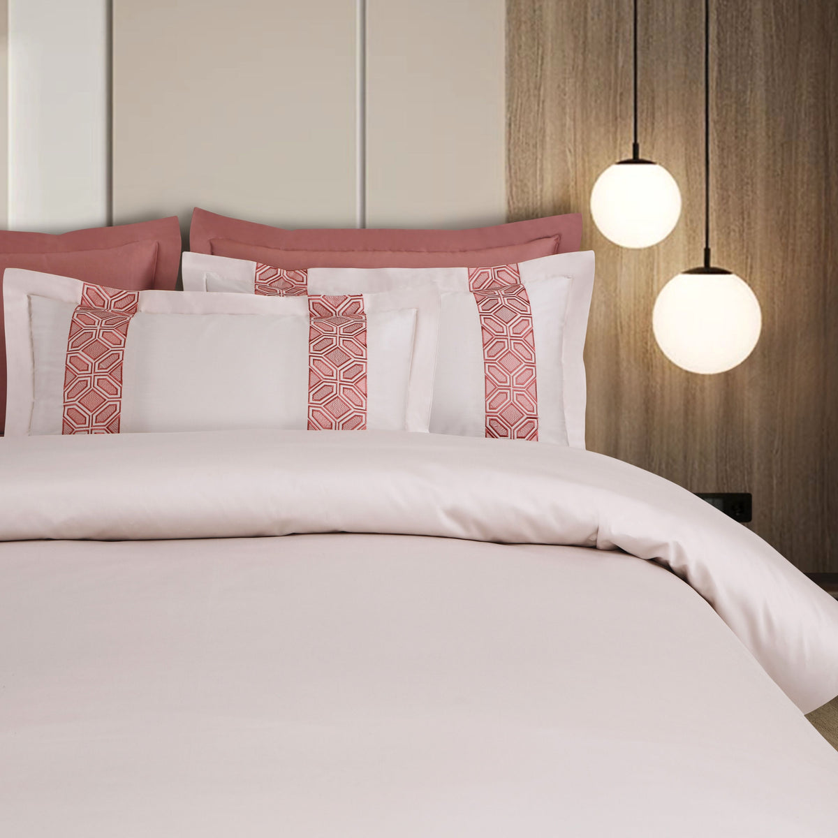 Malako Luxe Stitch & Dream: 550 TC Almond Beige & Cedar Premium Embroidered Bedding