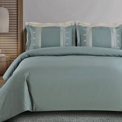 Malako Luxe Collection: 550 TC Olive Green Premium Embroidered Bedding