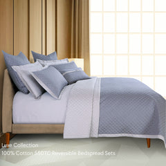 Malako Luxe 550 TC 100% Cotton Grey Solid King Size Reversible Bedspread Set