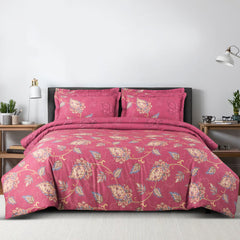 Malako Sion 100% Cotton Red Botanic King Size Bedding Set