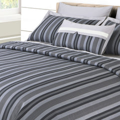Malako Caèn 100% Cotton Grey Striped Modern Abstract King Size Bedding