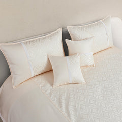Malako FnF Cream Jacquard King Size 5 Piece Bedspread Set