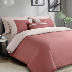 Malako Luxe Pintex 100% Cotton King Size 7 Piece Duvet Cover Set - Cedar Rust