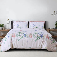 Malako Sion 100% Cotton Off-White Botanic King Size Bedding Set