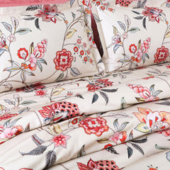 Malako Basel 350TC 100% Cotton Light Beige Botanic King Size Bedding