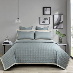 Malako Luxe 550 TC 100% Cotton Olive Green Solid King Size Bedspread Set