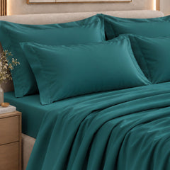 Malako Luxe: Vibrant Collection 550TC Teal Green 100% Cotton Super King Size Bedding
