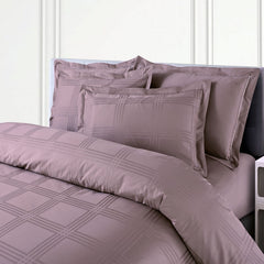 Malako Amalfi Jacquard Wine Checks 550 TC 100% Cotton Duvet Cover