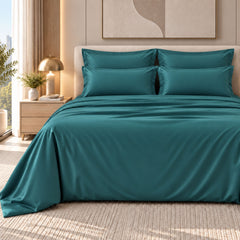 Malako Luxe: Vibrant Collection 550TC Teal Green 100% Cotton Super King Size Bedding