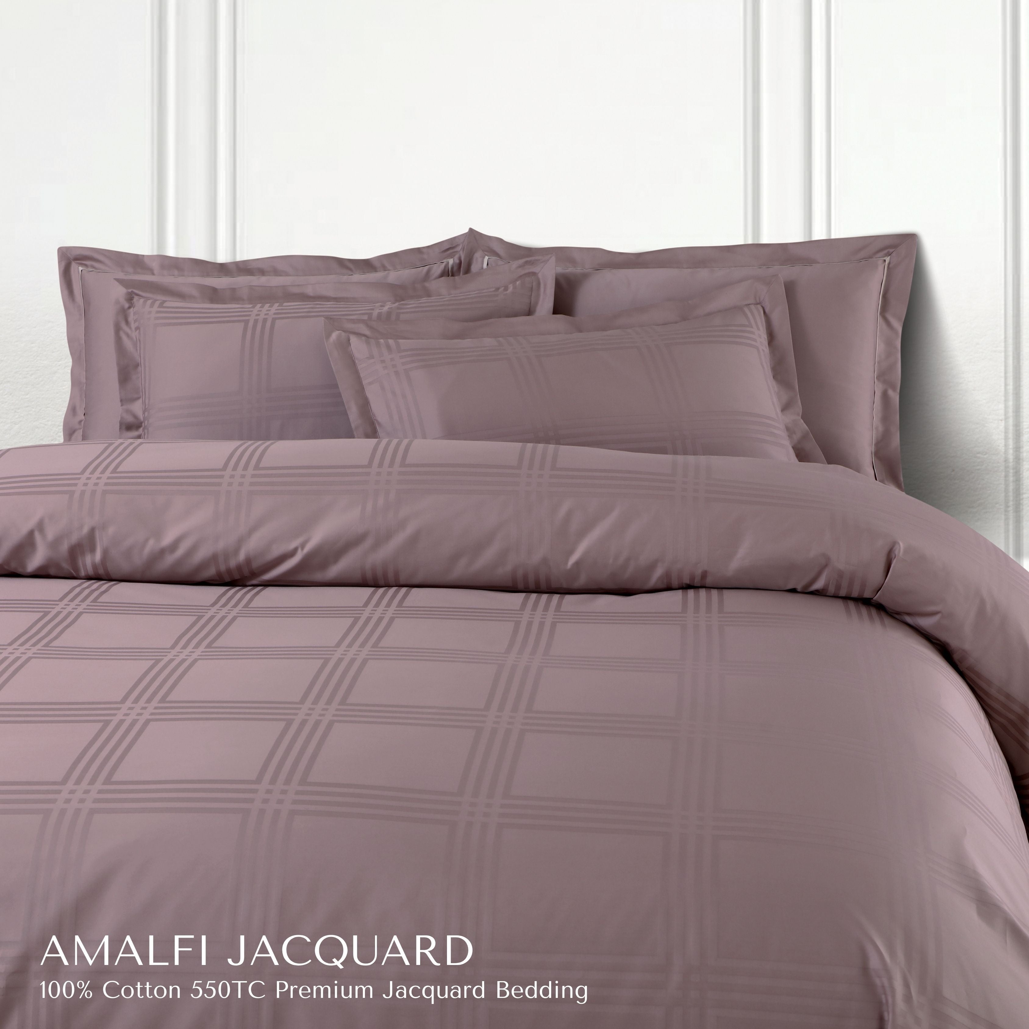 Malako Amalfi Jacquard Checkered 550 TC 100% Cotton King Size Bedding