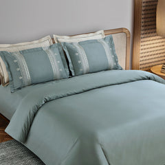 Malako Luxe Collection: 550 TC Olive Green Premium Embroidered Bedding