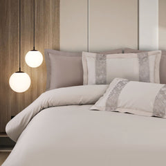 Malako Luxe Stitch & Dream: 550 TC Beige Premium Embroidered Bedding