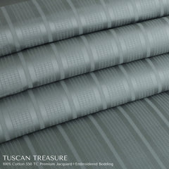 Malako Tuscan Treasure Striped Jacquard Olive Green 550 TC 100% Cotton Duvet Cover