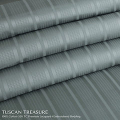 Malako Tuscan Treasure Striped Jacquard Olive Green 550 TC 100% Cotton King Size Bedding