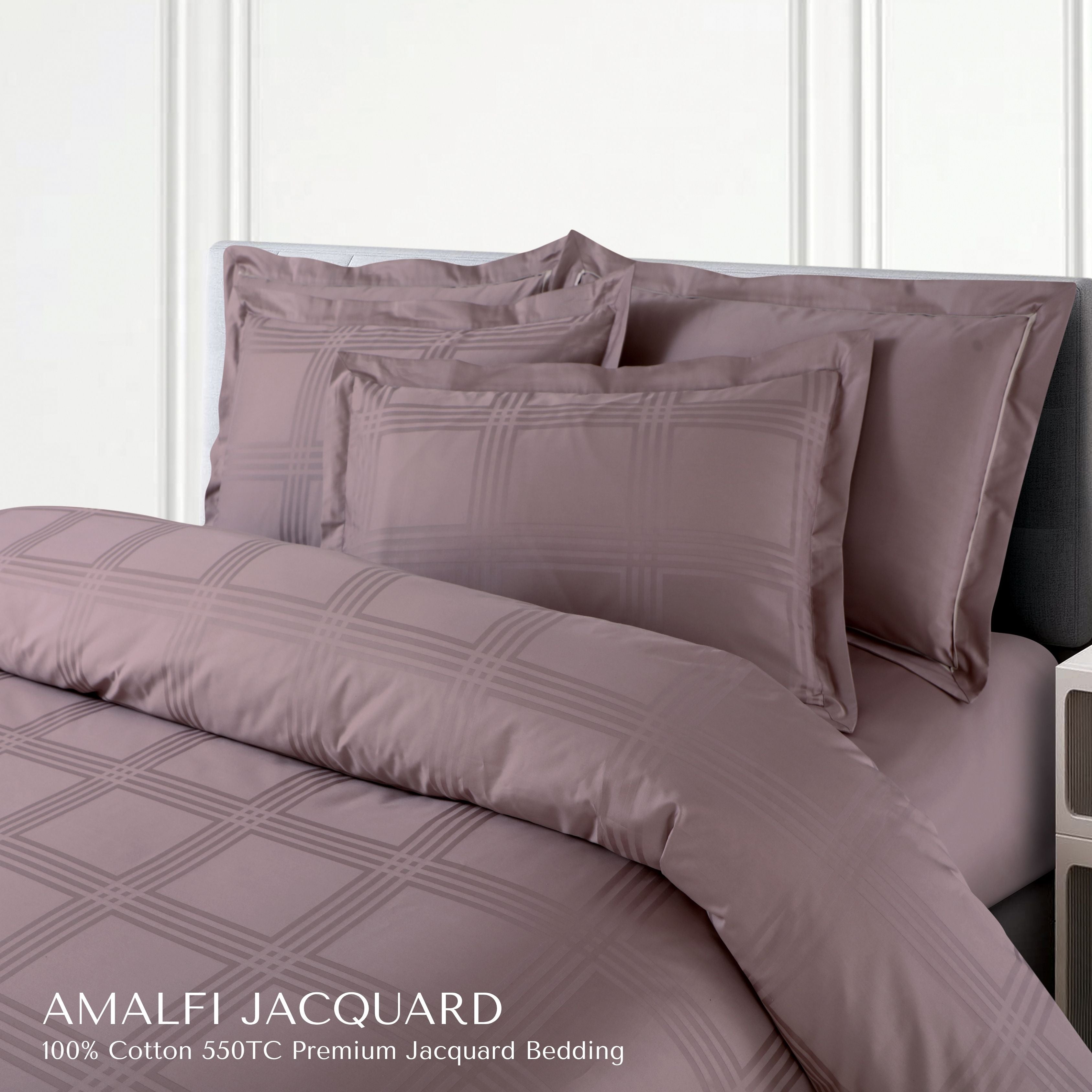 Malako Amalfi Jacquard Checkered 550 TC 100% Cotton King Size Bedding