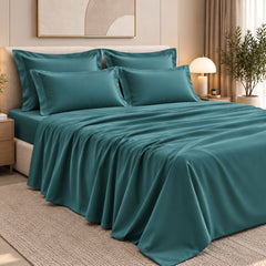 Malako Luxe: Vibrant Collection 550TC Teal Green 100% Cotton Super King Size Bedding