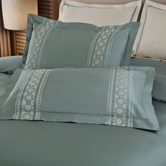 Malako Luxe Collection: 550 TC Olive Green Premium Embroidered Bedding