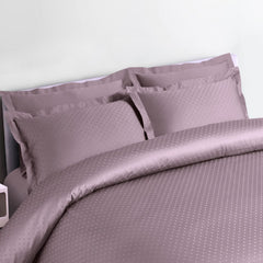 Malako Swiss Checks Jacquard Wine 550 TC 100% Cotton King Size Bedding