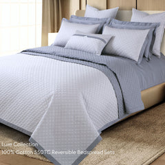 Malako Luxe 550 TC 100% Cotton Silver Grey Solid King Size Reversible Bedspread Set