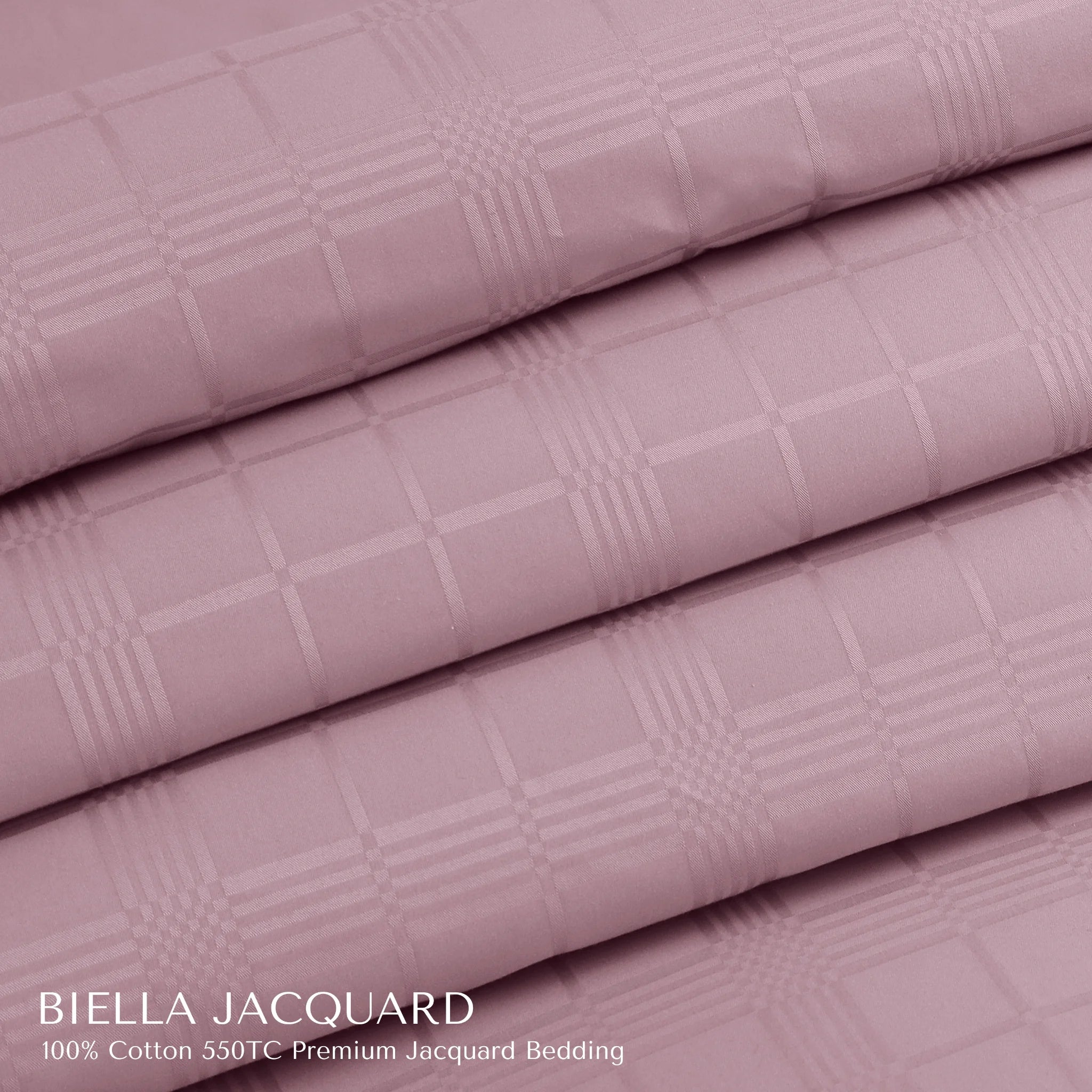 Malako Biella Jacquard Blush Pink Checks 550 TC 100% Cotton King Size Bedding