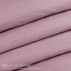 Malako Biella Jacquard Blush Pink Checks 550 TC 100% Cotton Double Bed Duvet Cover