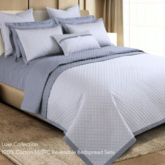 Malako Luxe 550 TC 100% Cotton Silver Grey Solid King Size Reversible Bedspread Set