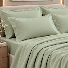 Malako Luxe: Vibrant Collection 550TC Sage Green 100% Cotton Super King Size Bedding