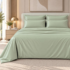 Malako Luxe: Vibrant Collection 550TC Sage Green 100% Cotton Super King Size Bedding