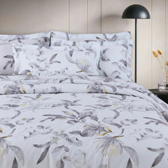 Malako Basel Milk White Botanic 100% Cotton King Size Bedding Set