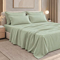 Malako Luxe: Vibrant Collection 550TC Sage Green 100% Cotton Super King Size Bedding