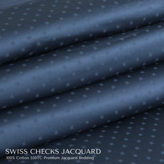 Malako Swiss Checks Jacquard Majolica Blue 550 TC 100% Cotton King Size Bedding