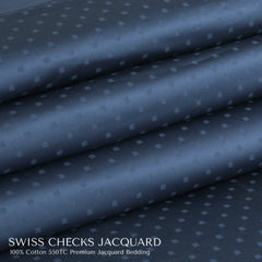 Malako Swiss Checks Jacquard Majolica Blue 550 TC 100% Cotton King Size Bedding