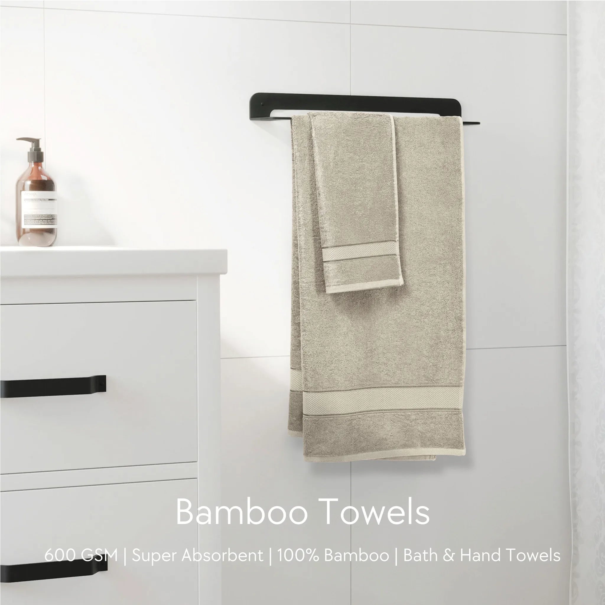 Malako Olive Beige Bamboo Towel (600GSM)