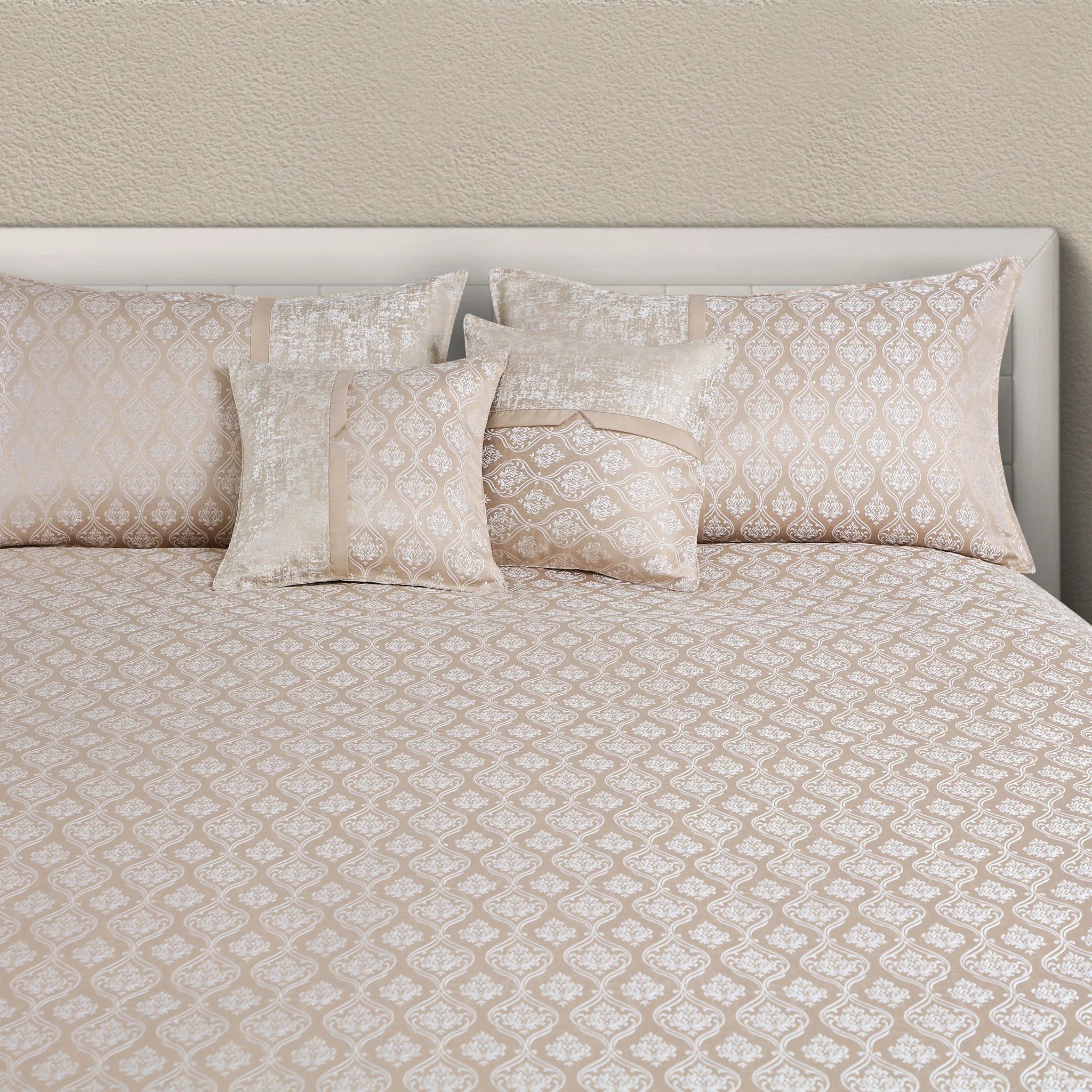 5 Piece Polycotton Jacquard Bedcover with Pillow & Cushion Covers