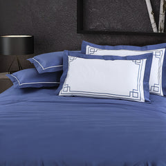 Malako Grace Embroidery Plain Midnight Blue King Size 100% Cotton Bed Sheet