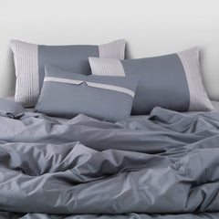 Malako Luxe Pintex 100% Cotton King Size 7 Piece Duvet Cover Set-Grey