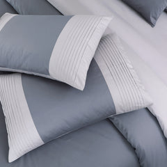 Malako Luxe Pintex 100% Cotton King Size 7 Piece Duvet Cover Set-Grey